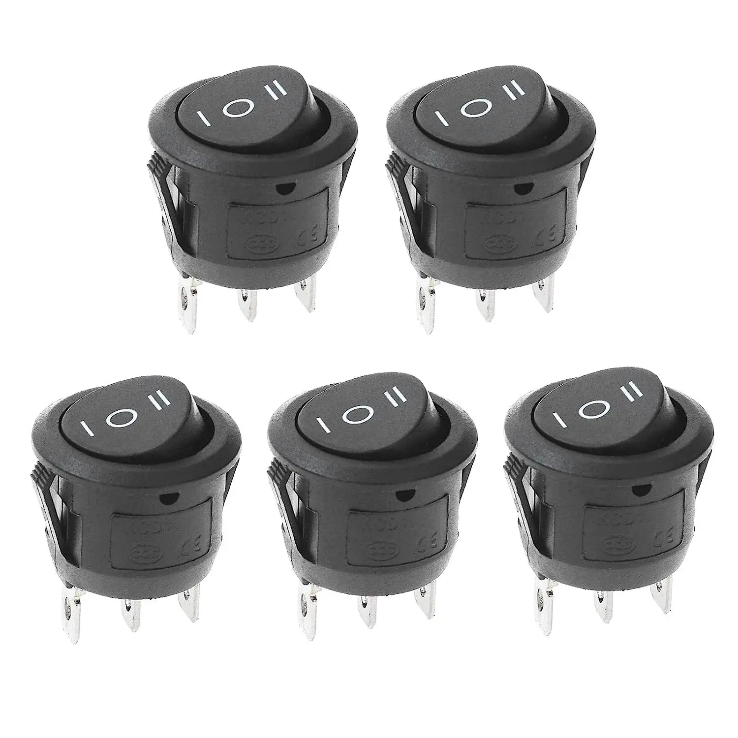 10개 원형 KCD1 로커 스위치 12V 3핀 3단계 ON Off ON 10A/125V DC SPDT 원형 토글 스위치 ﻿