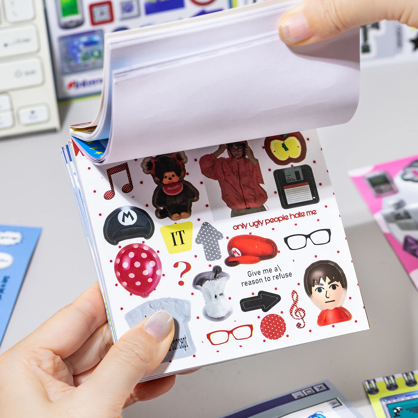 20 시트 일본 어린 시절 추억 시리즈 플래시 필름 다이 커팅 스티커 북 DIY 스크랩북 일기 앨범 미적 문구류