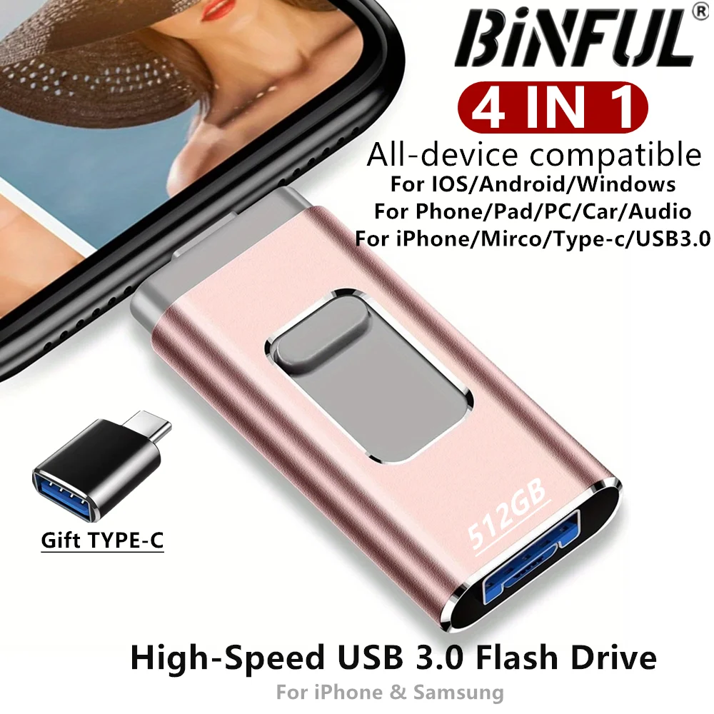 아이폰용 512GB USB 플래시 드라이브 256G 128GB USB 3.0 스틱 외장 저장 장치 펜 드라이브 휴대폰 안드로이드 PC 사진 비디오 파일 복사