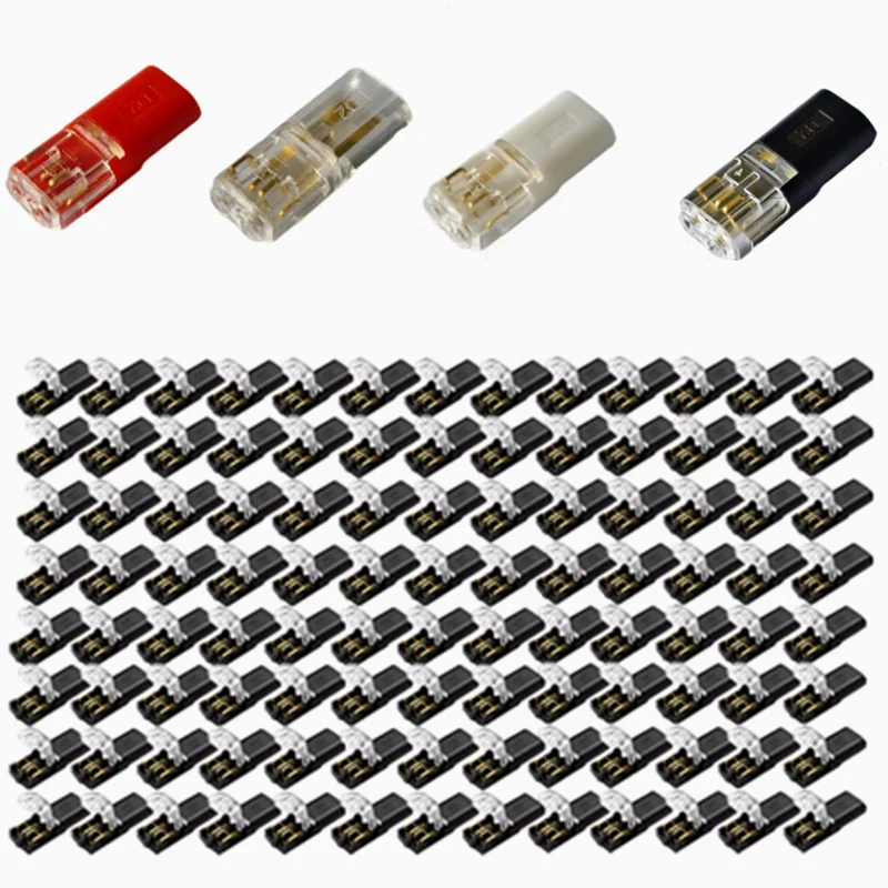 20/50/100PCS 2핀 플러그형 와이어 커넥터 퀵 연결 터미널 블록 접점 무납땜 LED 스트립 케이블 와이어 스플라이스