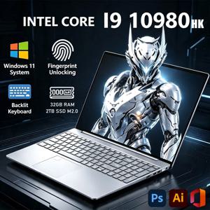 새로운 15.6인치 노트북 인텔 코어 I9-9880HK 32GB 램 2TB SSD 울트라 슬림 게이밍 노트북 1920*1080 윈도우 11 오피스 학습 가정용