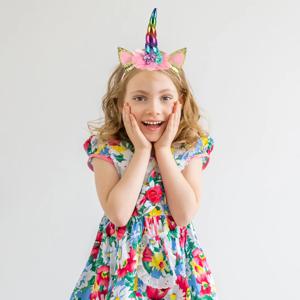 유니콘 헤어밴드 가벼운 무게 변형 없는 사이즈로 대부분의 어린이에게 적합 파티 생일 헤어밴드 소녀용 헤어후프 귀여운 헤어장식 재미있는 액세서리