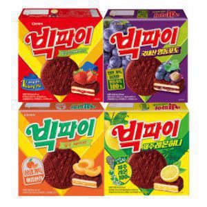 (옵션선택) 크라운제과 빅파이 324g 4개 골라담기 (딸기/제주레몬허니/살구/영동포도)