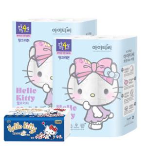 헬로키티 핑크리본 4겹 30롤x2팩 60롤 +팝업티슈110매