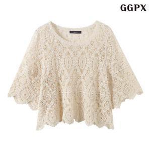 [단하루 5%추가쿠폰][GGPX] 빈티지 썸머 라운드 펀칭 자수 반팔 니트 (GQBKT066D)