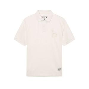 [50%반값할인] 헤지스 남성 25SS 25주년GARMENT DYE 오프화이트 빅퍼피 반팔 피케 티셔츠 HZTS5B002OW