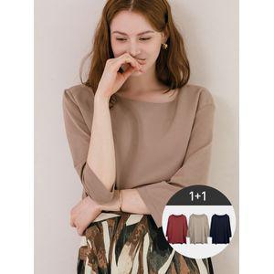 막스까르띠지오 [1+1] 실키 라운드넥 모달 7부 티셔츠