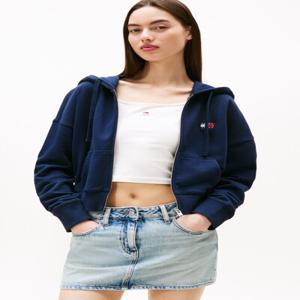 박시 핏 크롭 집업 후디