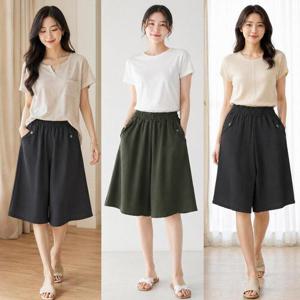 [모든GO]여성 여름 통바지 6부 와이드 밴딩팬츠 포켓 데일리룩 바지 빅사이즈