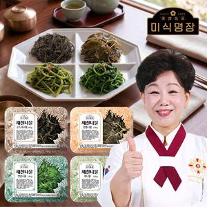 [미식명장] 제철나물 4종 세트 (취나물/방풍나물/곤드레나물/깻잎나물) 총 12팩 (각3팩씩, 팩당120g)