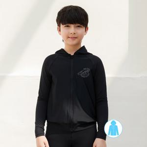 베이직엘르 남아동 블랙 후드 집업 래쉬가드 BEB-X705K