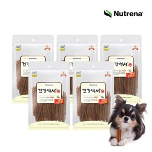 뉴트리나 강아지간식 건강백서 얇게썰어 먹기좋은 오리고기 120g 5개