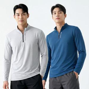 1+1 투엘라 남성 프리즈온 냉감 아웃도어 쿨링 집업 긴팔 티셔츠(M7OPST01)