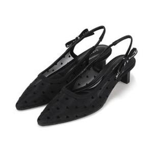 [본사운영]바바라 패브릭 하트 도트 망사 슬링백 4cm_BLJ160
