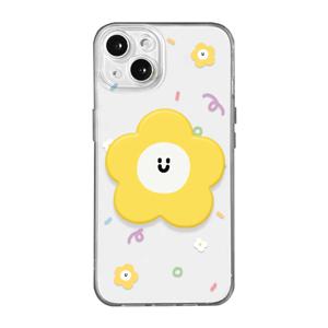 노랑 감성 플라워 투명 TPU 풀커버 아이폰 캘럭시 스마트톡 폰 케이스