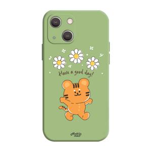 데이지 만개 해피 호랑이 그린 컬러 젤리 실리콘 풀커버 폰케이스