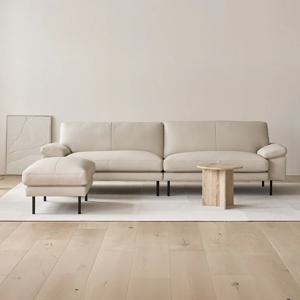 by CASAMIA 벨로씨 제스토 천연면피 가죽 소파 4인+스툴_크림오트