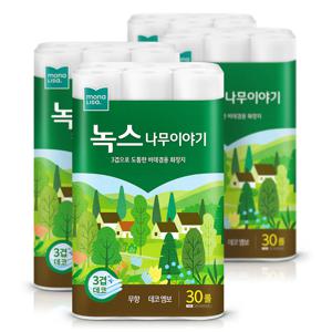 모나리자 녹스 나무이야기 3겹 화장지 27m 30롤 4팩