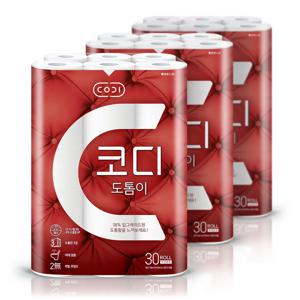 쌍용씨앤비 코디 도톰이 3겹 화장지 30m 30롤 3팩