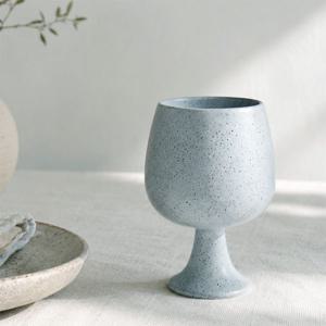 파스텔 하늘색 고블렛 와인잔 200 ml (지름 7.5 cm) 핸드메이드 와인잔 물잔