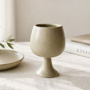 파스텔 모스 그린 고블렛 와인잔 200 ml (지름 7.5 cm) 핸드메이드 와인잔 물잔