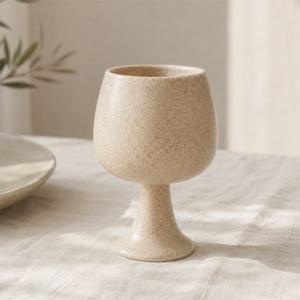 파스텔 베이지 고블렛 와인잔 200 ml (지름 7.5 cm) 핸드메이드 와인잔 물잔