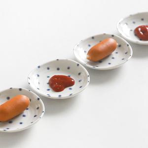 블루도트 종지 찬기 도자기 반찬 그릇 접시 물방울 식기 신혼 집들이 이사 선물