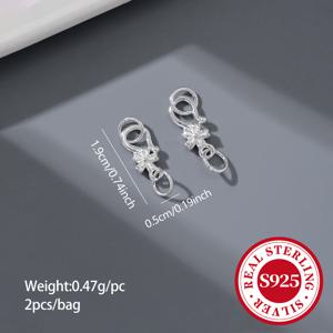 2개/봉지 스털링 실버 색상 주얼리 끝 걸이, DIY 꼬임끈 팔찌 및 목걸이 끝 액세서리용 벚꽃 더블 루프 물음표 걸이