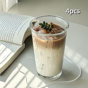 TEMU 1/2/4개 12oz 심플하고 투명한 유리 크리스마스 컵, 카푸치노, 차, 라떼, 주스, 우유, 아이스 아메리카노, 칵테일, 와인 및 가정용 아침 식사용, 가정, 바, 레스토랑용 프렌치 플립컵