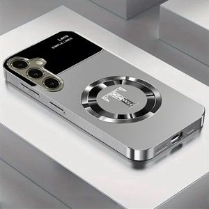 TEMU 휴대폰 케이스 - 2D 플랫 패턴 디자인, 갤럭시 S25 S24 S23 S22 S21 PRO A55 A56 S20 호환, 다기능 간편 패션 디자인 시리즈, 전용 전기 도금 실버 유리 휴대폰 케이스 DJ111BL2345