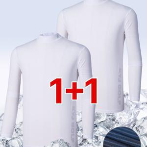 (1+1)( 2장세트! ) 남성 여름 스포츠웨어 냉감 쿨링 자외선차단 반폴라 긴팔 티셔츠 레이쿨(M7OPST53)