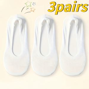 TEMU 여성용 통기성 메쉬 노힐 양말 3켤레, 실리콘 미끄럼 방지 그립, 초박형 얕은 입구 인비지블 양말, 캐주얼웨어, 화이트 슈즈, 운동화 매칭, 여름 필수 통기성 양말, 데일리웨어, 어머니의 날 선물