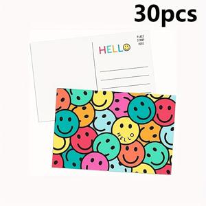 TEMU 30개 컬러풀한 즐거운 얼굴 포스트카드 - 친구, 선생님, 긍정적인 확언 및 직원 감사 선물에 완벽함
