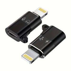 TEMU 아이폰용 라이트닝 to USB C 오디오 어댑터, 2-in-1 녹음 및 충전 변환기, USB-C 라발리에 마이크 및 이어폰과 호환