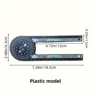 TEMU 360도 회전 각도 측정 도구, 360도 회전 각도계, ABS 플라스틱 소재, 접이식 디자인, 고정밀도. 목수, 배관공, DIY 애호가, 리모델링 전문가에게 적합합니다. 테이블 톱 각도 조정, 베이스보드 절단, 파이프 측정, 가정 리모델링에 사용됩니다. 전문가용 각도 게이지, 내구성 있는 측정 도구, 정밀 목공용 게이지입니다