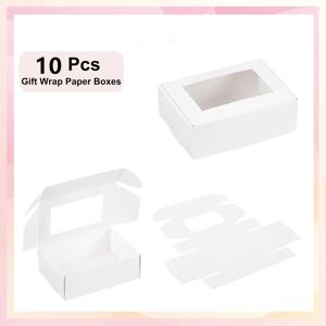 TEMU 화이트/소가죽/골든 창문형 뚜껑 골판지 선물 상자 10개 - 정사각형 뚜껑이 있는 작은 정사각형 종이 상자, 미리 절단된 슬롯 디자인, 주얼리, 장신구, 액세서리 포장용으로 적합. 조립이 쉬움, 소매점, 파티, 결혼식용 대량 포장. 발렌타인데이, 크리스마스, 카니발, 어머니의 날, 라마단, 부활절, 웨딩 답례품, 소형 생일 선물 포장용으로 이상적