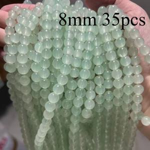 TEMU 8mm 광택 클리어 라이트 민트 그린 솔리드 유리 원형 비즈 35개, 부드럽고 반짝이는 루스 스페이서 비즈 팔찌 목걸이 귀걸이용, 신선한 출퇴근 핸드메이드 주얼리 공예 용품