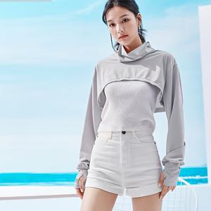 TEMU 여성용 넥 커버 숄 1개, 쿨링 긴소매 크롭 선 케이프 선 팔 커버, 가벼운 자외선 차단 상의, 여행 골프 하이킹 낚시 야외 일상 운전복