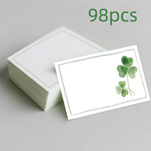 TEMU 48/98장 빈 메모 카드, 샴록 패턴 메시지 카드, 감사, 생일, 졸업과 같은 기념일에 적합 - 친구, 선생님, 동료, 직원을 위한 이상적인 선물용 봉투 카드