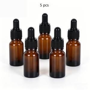 TEMU 5개입 10ml 앰버 유리 스포이드 병, 에센셜 오일 병, 에센스 샘플 병, 에센셜 오일, 향수 화장품 액체, 실험실 샘플 용기, 휴대용, 어버이날 및 결혼 시즌에 훌륭한 선물