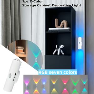 TEMU RGB 스마트 모션 센서 벽 조명, LED 모션 센서 조명, 오션 문라이트 듀얼 헤드 듀얼 LED 유도 벽 조명 | RGB 7색, 선셋 분위기 야간 조명, USB 간편 충전, 스마트 인체 모션 감지 자동 조명