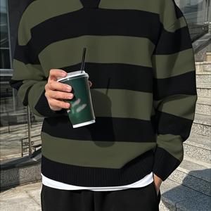 TEMU 남성 캐주얼 폴로넥 스웨터 긴팔 단색 라운드넥 니트 풀오버 가을 겨울에 적합, 남성 크리스마스 못생긴 스웨터, 남성 겨울옷, 남성 스웨터, 크리스마스 스웨터, 남성 크리스마스 스웨터, 겨울 남성 의류