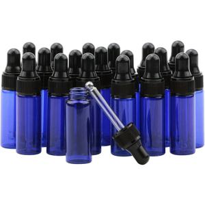 TEMU 20개입 5ml 1/6oz 블루 드롭 어플리케이터 병, 테이퍼드 유리 드로퍼 포함, 20병, 에센셜 오일 휴대용 여행용 병, 향수 뷰티 프래그런스 화장품 소형 병