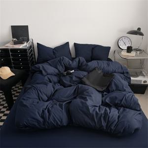 TEMU 고중량 105G 럭셔리 3피스 세트, 단색 워싱 처리, 부드럽고 피부 친화적, 이불 커버 3pcs 세트 (이불 커버 1개 + 베갯잇 2개 조합), 레트로 단색 스타일, 통기성 섬유 소재, 세탁기 사용 가능, 사계절용