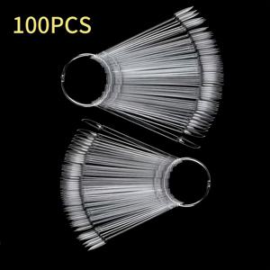 TEMU 100개 투명 컬러 네일 진열대, 컬러 차트, 부채꼴형 프롬프트 진열봉, 젤 폴리쉬 연습용 컬러 팔레트 스웨치 카드