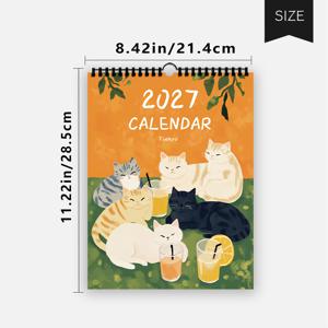 TEMU 1개, 2027년 벽걸이 달력, 사계절 고양이 벽걸이 달력. DIY 벽걸이 달력, 2027년 벽걸이 달력, 12개월 플래너 - 생일, 크리스마스, 할로윈, 개학, 새해를 위한 선물용으로 완벽