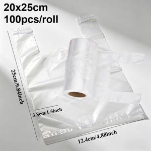 TEMU 100개/롤 누출 방지 밀폐 식품 보관 백, 투명 플라스틱 냉동 백, 식사 준비, 저온 요리, 전자레인지 사용에 적합 - 과일, 채소 및 샌드위치, 캠핑용 - 강력한 내구성