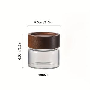 TEMU 1개 소형 나무 병 250ml 고 붕규산 유리 가정용 주방 보관 병 견과류 커피 원두 밀폐 병 사탕 커피 분말 다용도 보관 용기