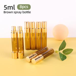 TEMU 8개입 2ml/3ml/5ml/10ml 향수 분사 병, 미니 휴대용 스프레이 병, 앰버 색상 방수 유리 용기 병, 골드 알루미늄 스프레이, 용도: 향수/에센스/액체 분사