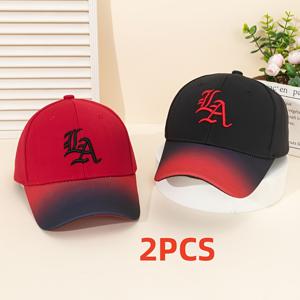 TEMU LA 테마 자수 야구 모자, 그라데이션 챙 & 사이즈 조절 스냅백 - 남녀공용 경량, LA, 스포츠, 아웃도어, 캐주얼 복장용 캐주얼 스트리트웨어 모자, LA 프라이드용 챙 모자